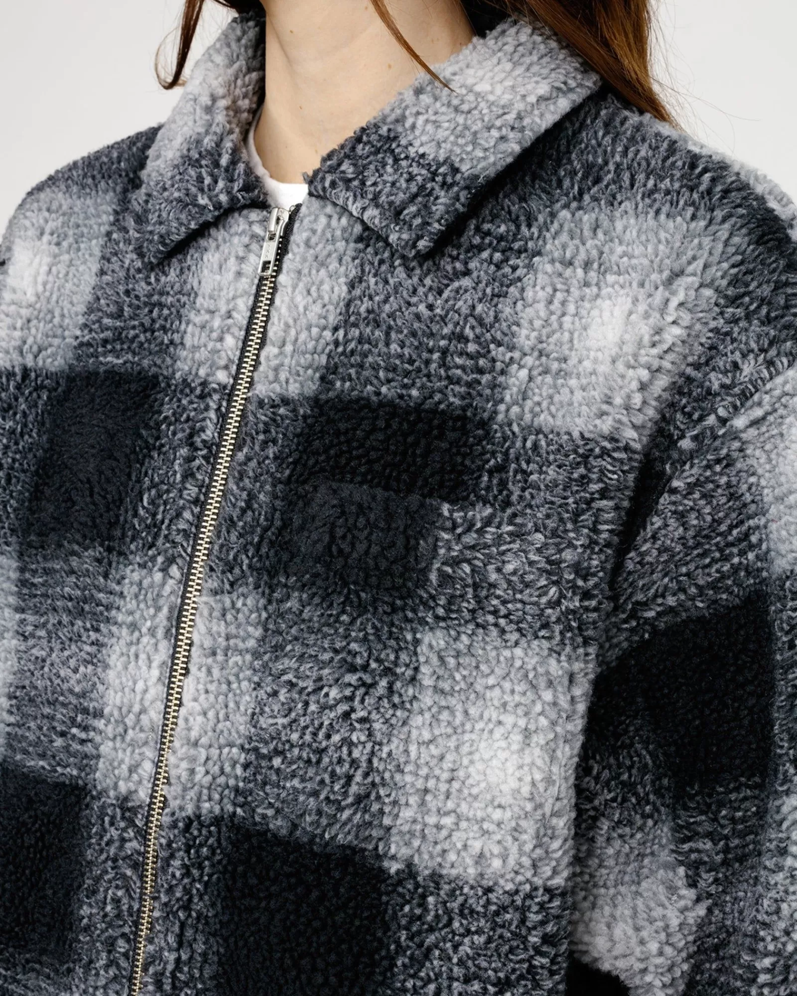 Stüssy Zip Sherpa Shadow Plaid Best Sale